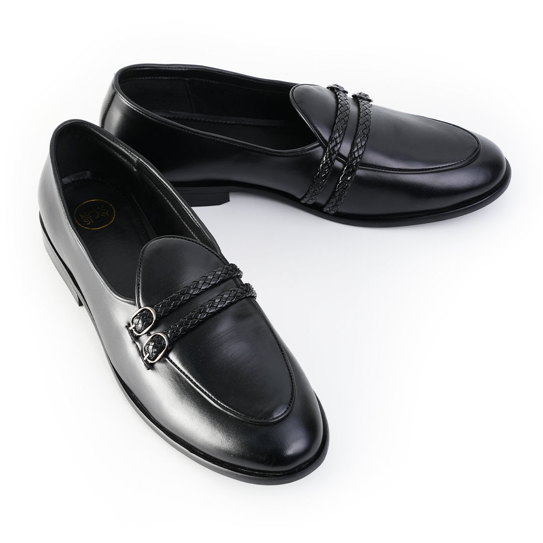 Monkstory Twin Braided-Bit Loafers – Black