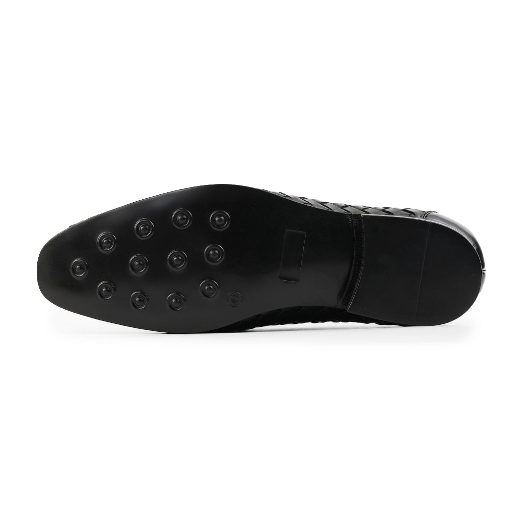 Monkstory Horsebit Smart Hand Woven Slip-Ons – Black