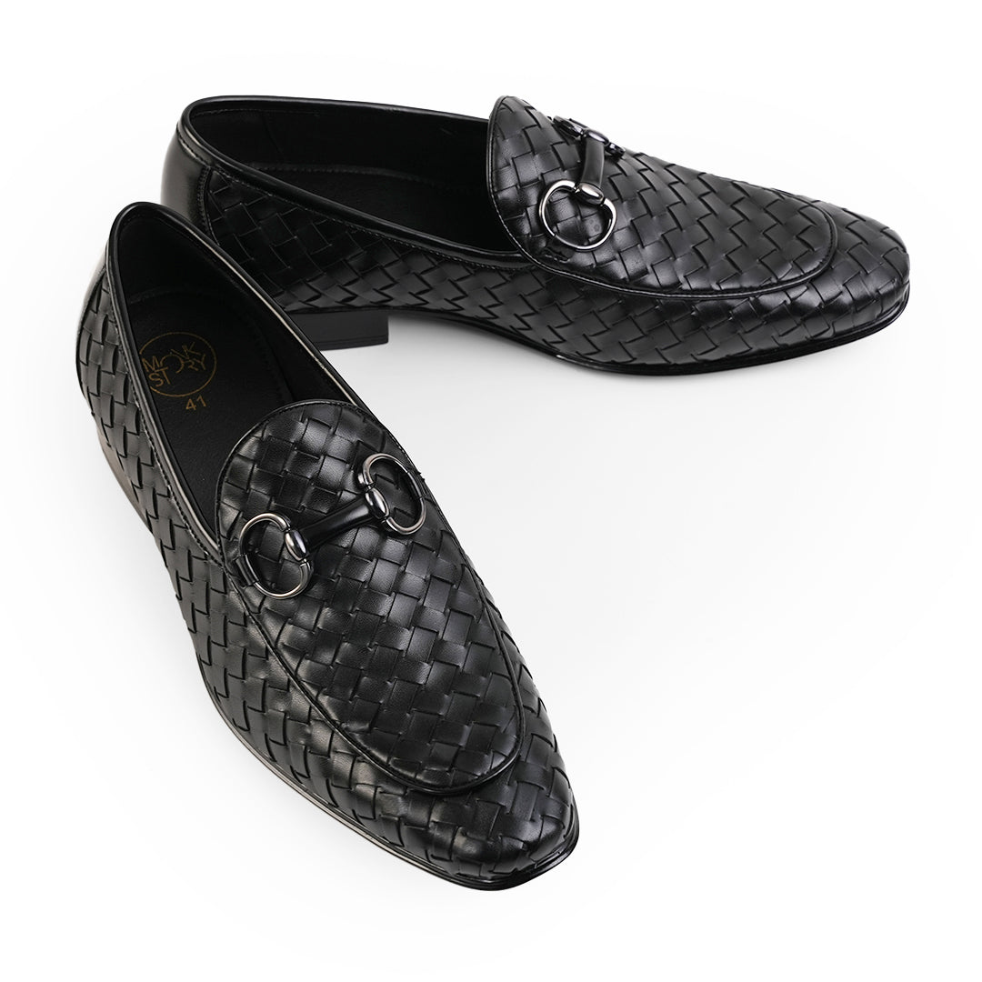 Monkstory Horsebit Smart Hand Woven Slip-Ons – Black