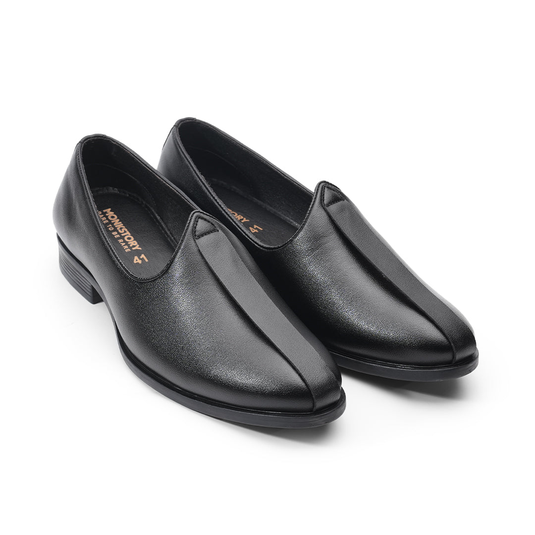 Monkstory Minimal Darbar Mojari – Black