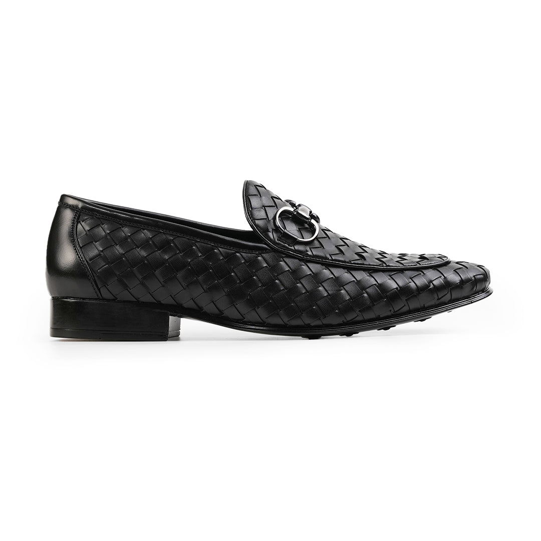 Monkstory Horsebit Smart Hand Woven Slip-Ons – Black