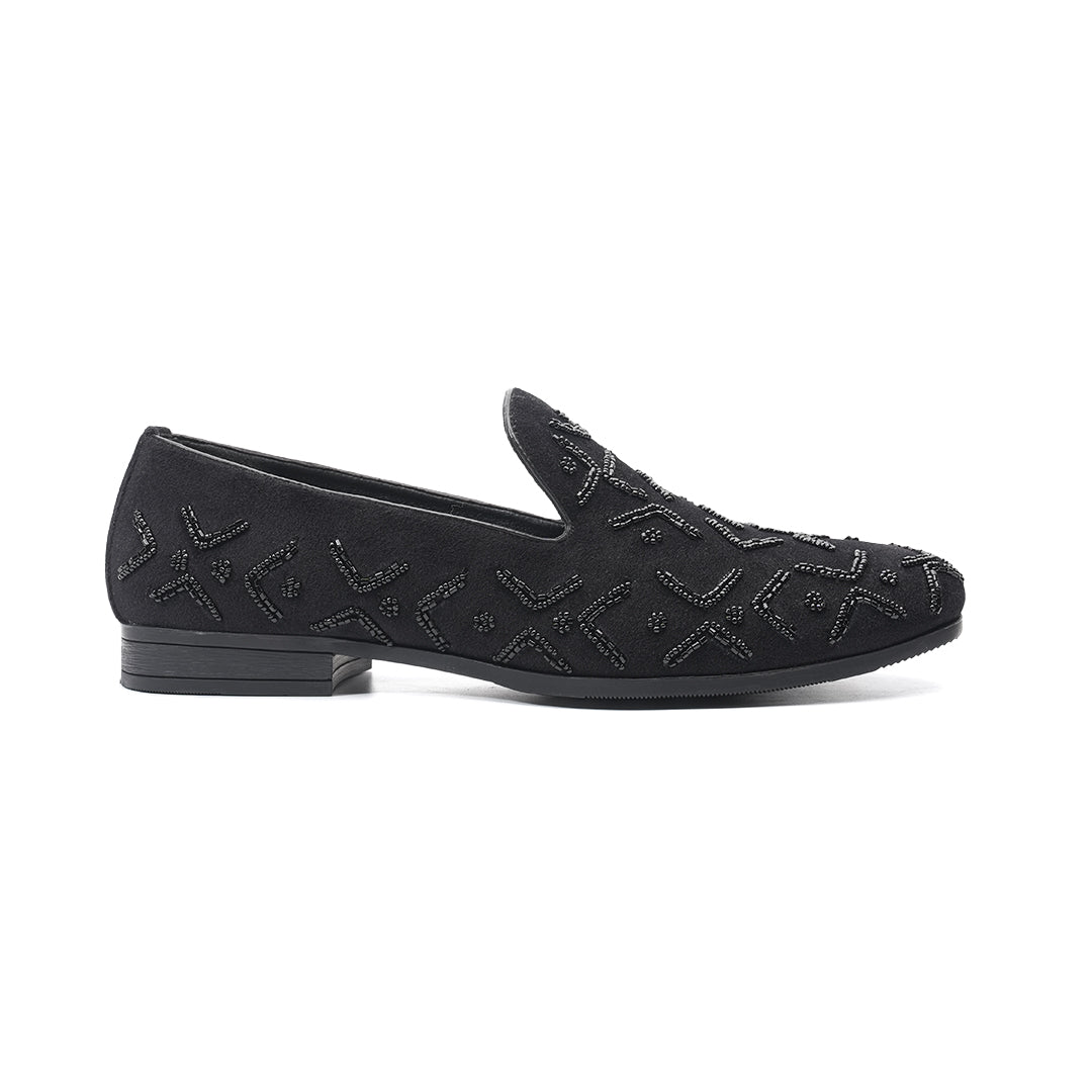 Monkstory Gala Beaded Slip-Ons – Black