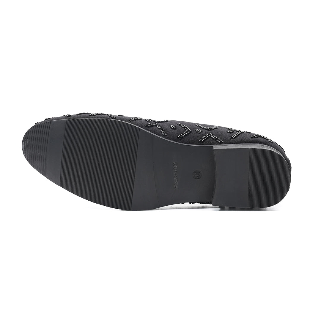 Monkstory Gala Beaded Slip-Ons – Black