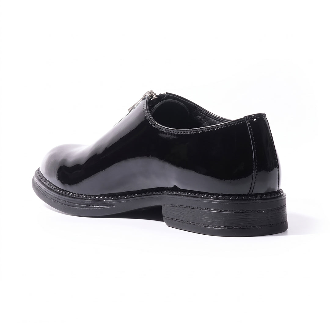 Monkstory Atelier 1937 Zip Up Glossy Oxford Slip-Ons – Black