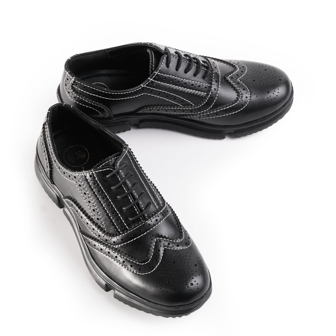 Monkstory Gravity Lift Ultra-Comfort Brogue Sneakers - Black