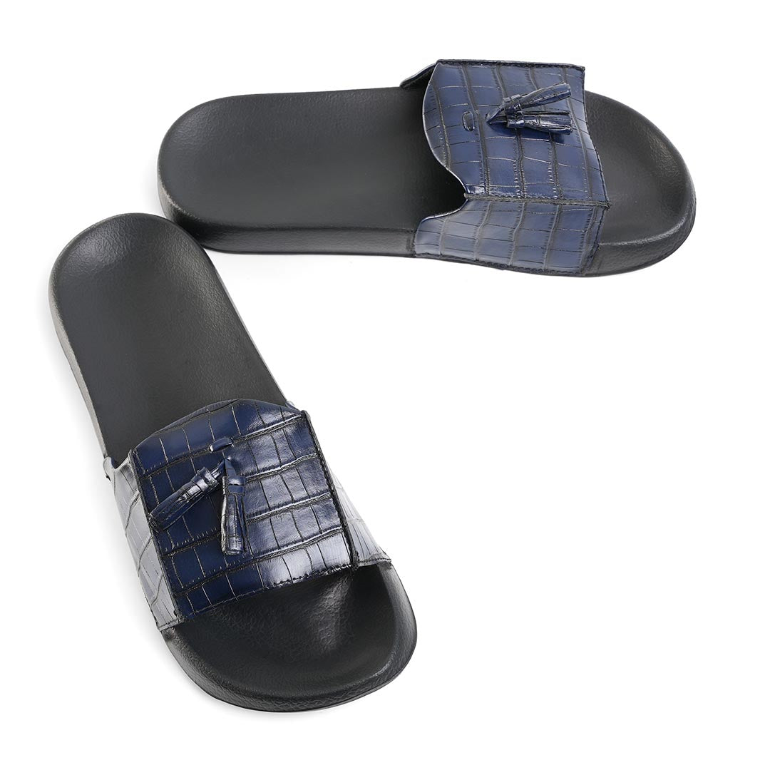 Monkstory Old Money Tassel Sliders - Blue