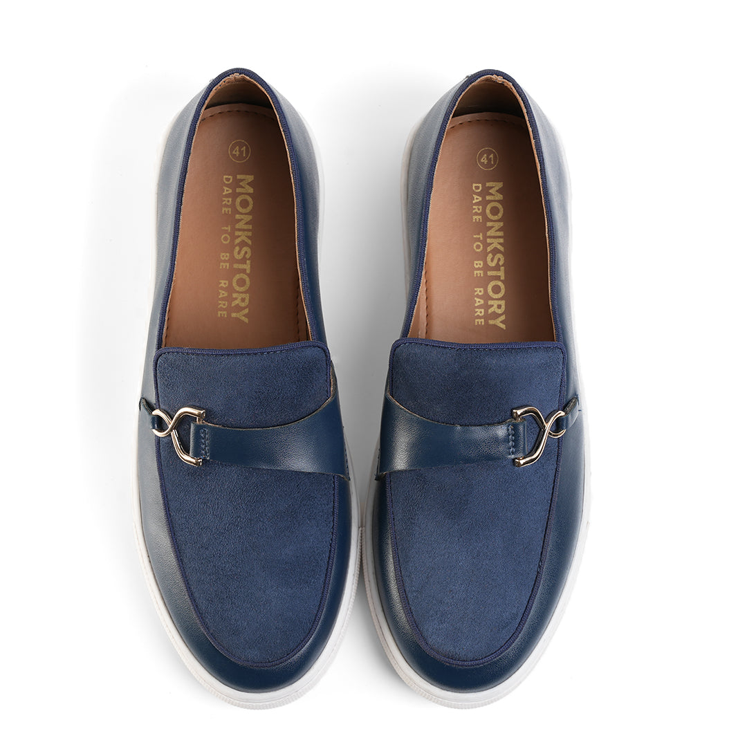 Monkstory Side Buckle Slip-On Sneakers - Blue