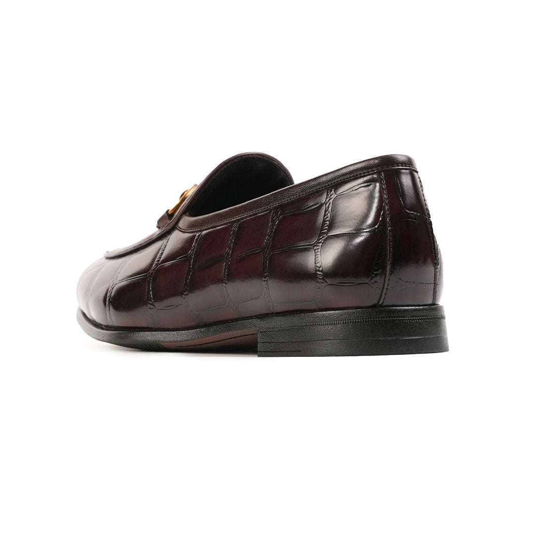 Monkstory Horsebit Smart Croc-Effect Slip-Ons – Burgundy