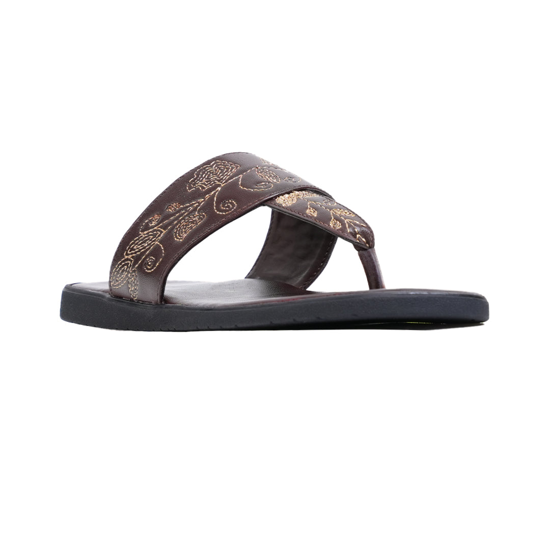 T-Rad Intricate Floral Embroidery Sandals - Brown