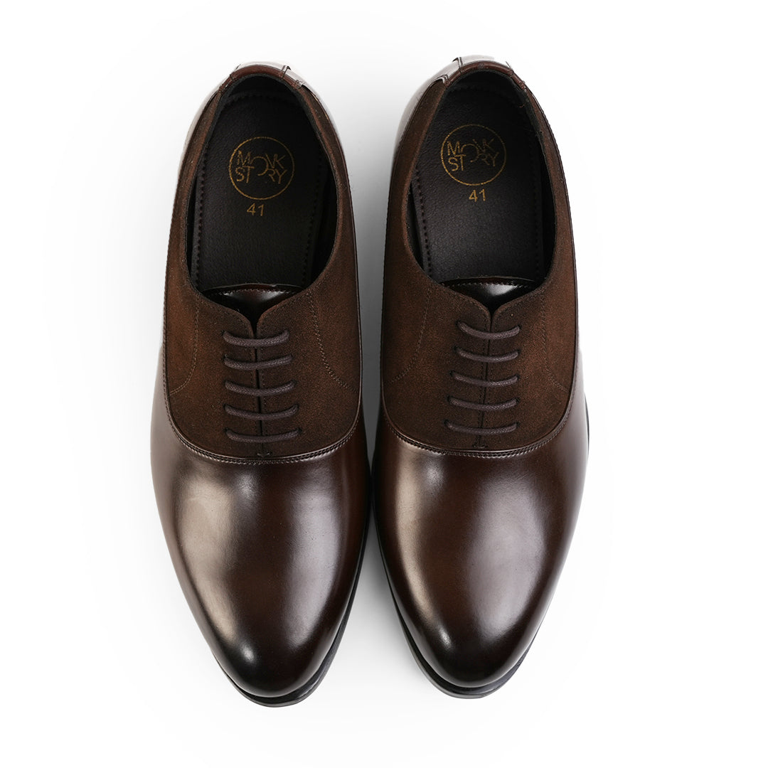 Monkstory Glossy-Suede Oxford Hybrid Lace-ups - Brown