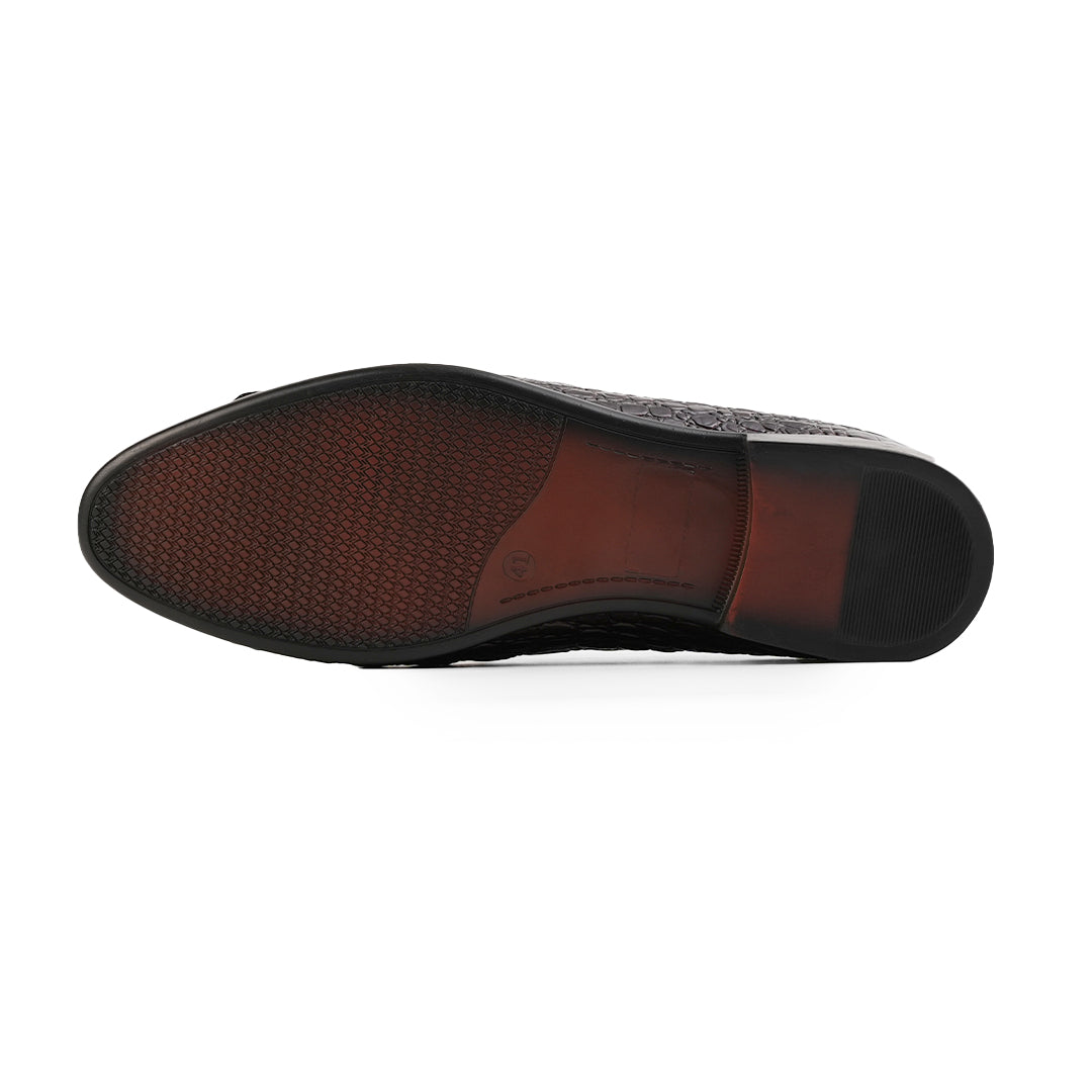 Monkstory Horsebit Exotic Scale Textured Slip-Ons – Burgundy
