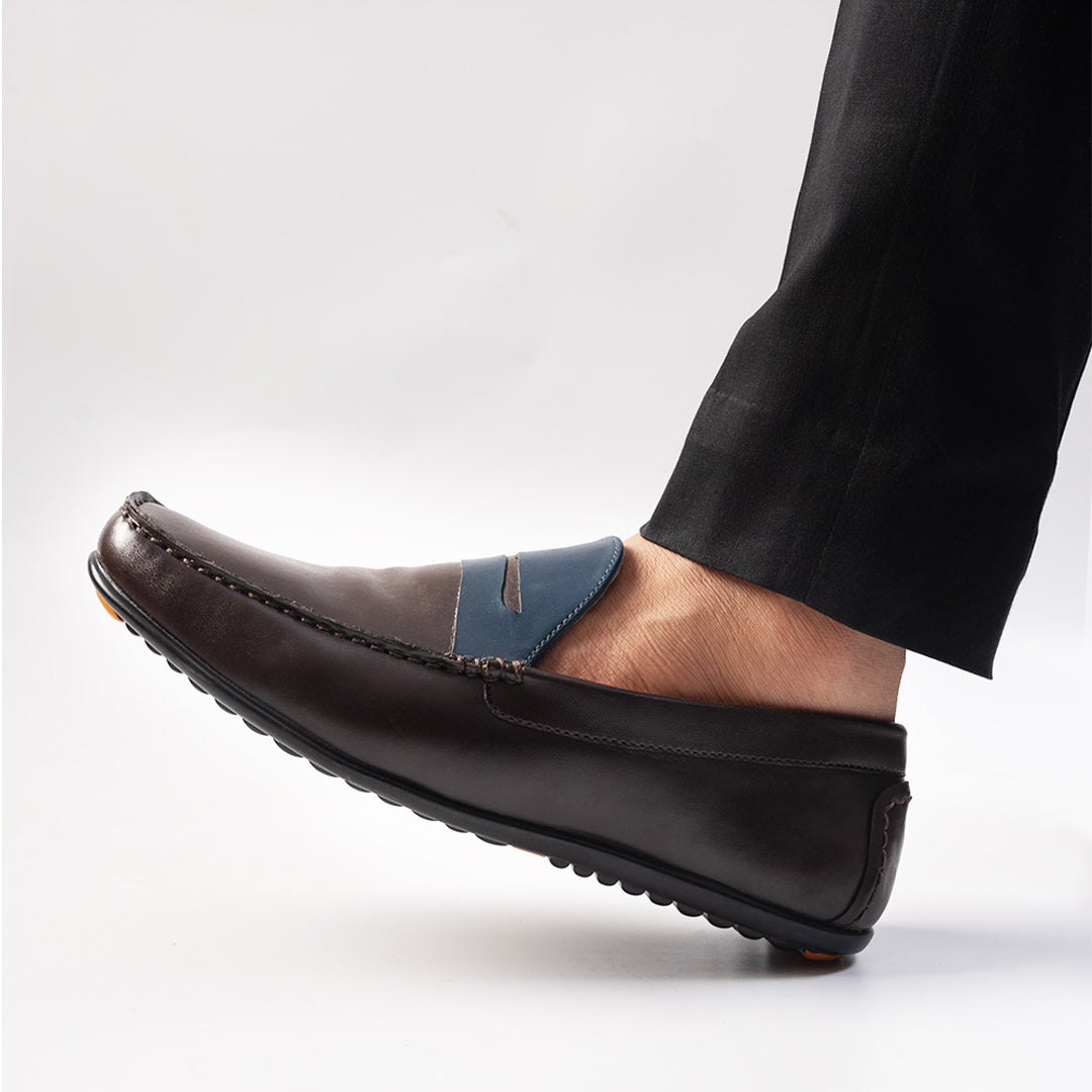 Monkstory Dual Tone Driving Loafers  - Burgundy/Blue