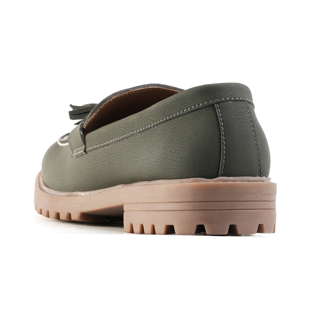 Monkstory Cosmopolitan Urban Tassel Loafers  - Olive
