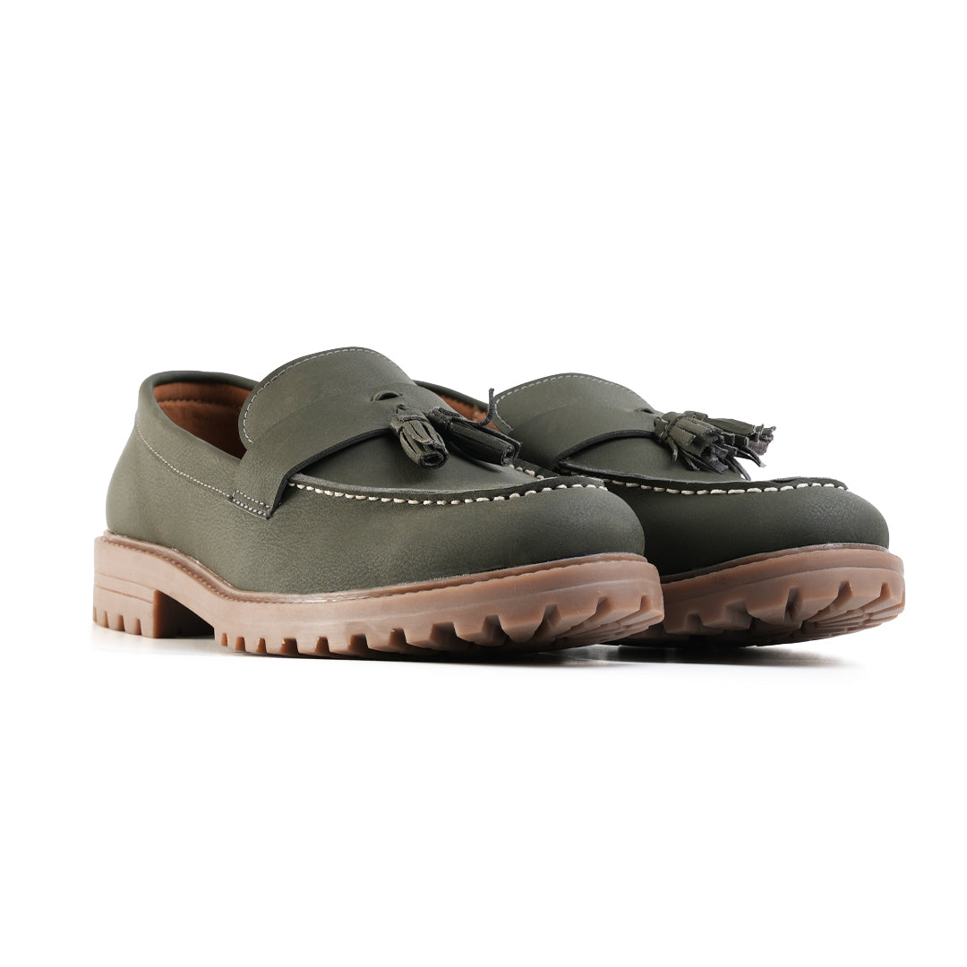 Monkstory Cosmopolitan Urban Tassel Loafers  - Olive