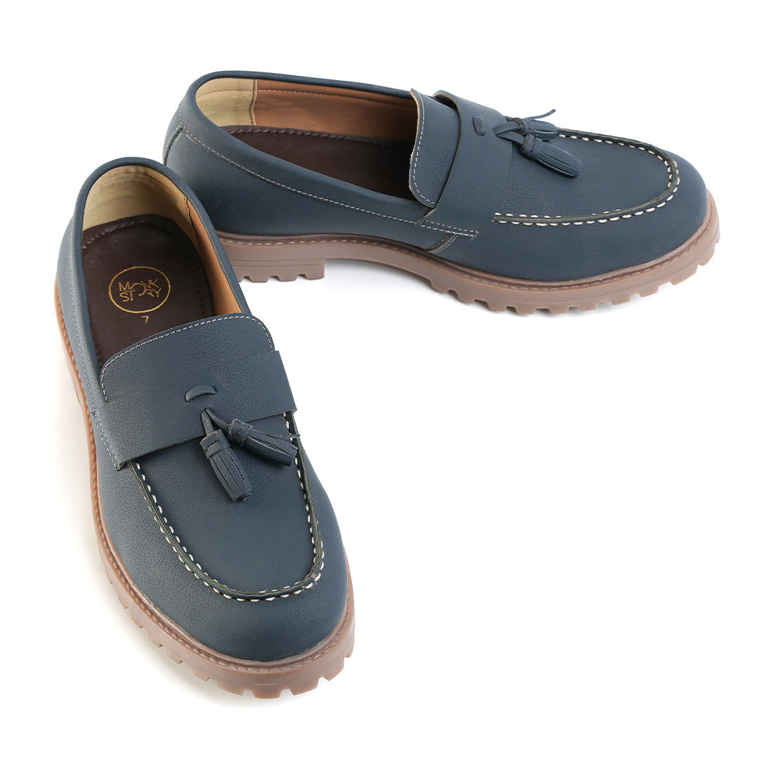 Monkstory Cosmopolitan Bold Tassel Loafers  - Blue