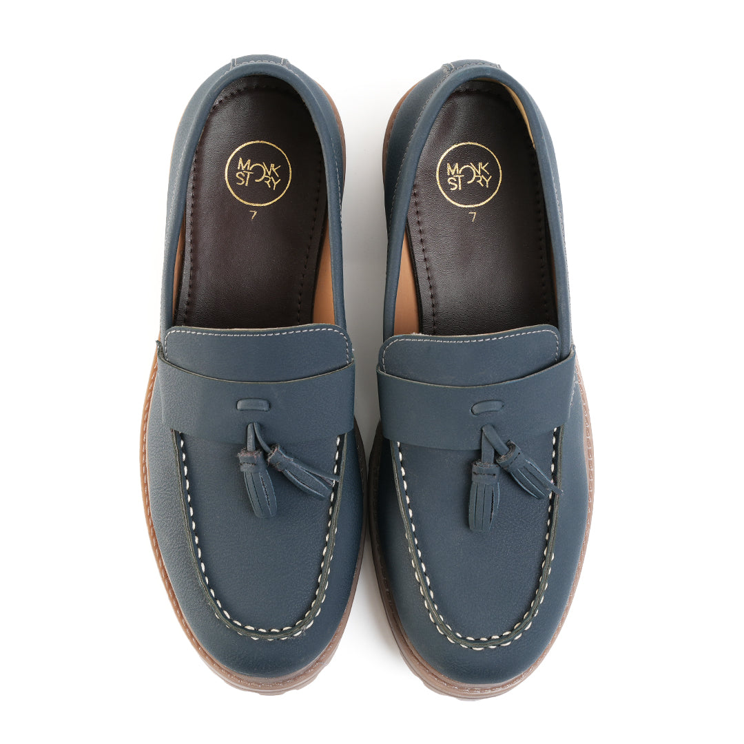 Monkstory Cosmopolitan Bold Tassel Loafers  - Blue