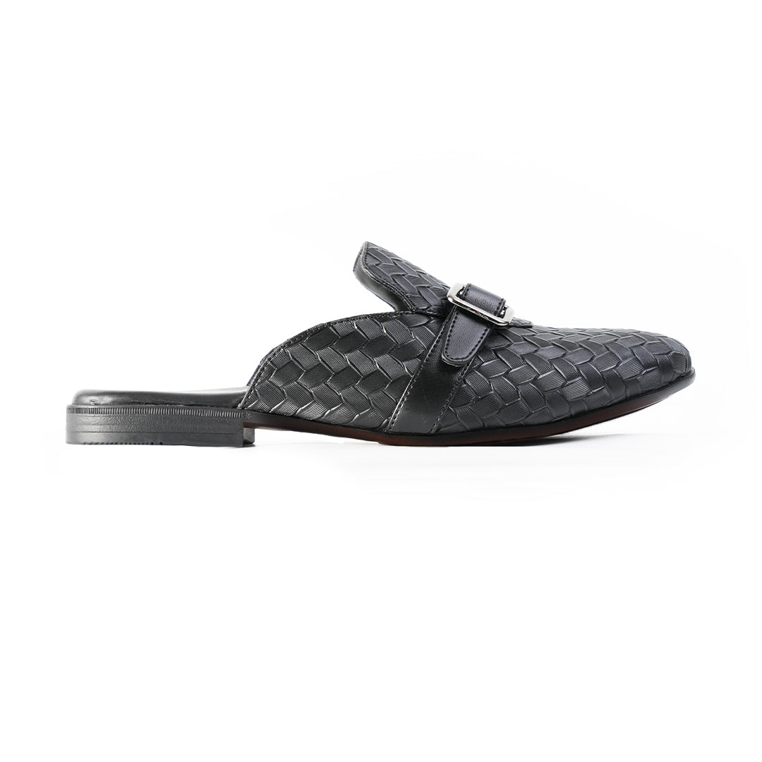 Monkstory Woven Buckle Mules - Black