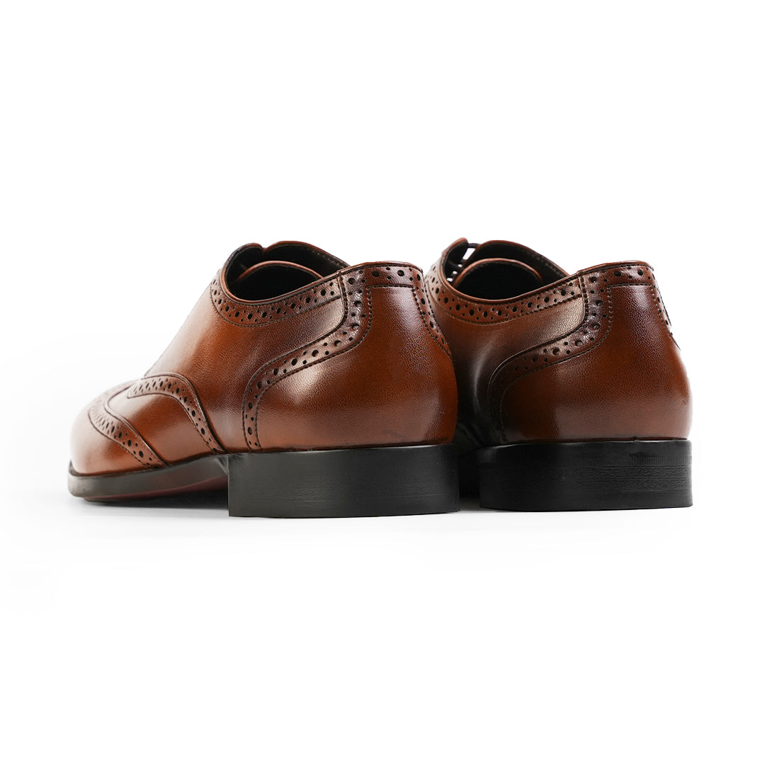 Monkstory Wingtip Oxford Lace-Up Brogues - Rich Tan