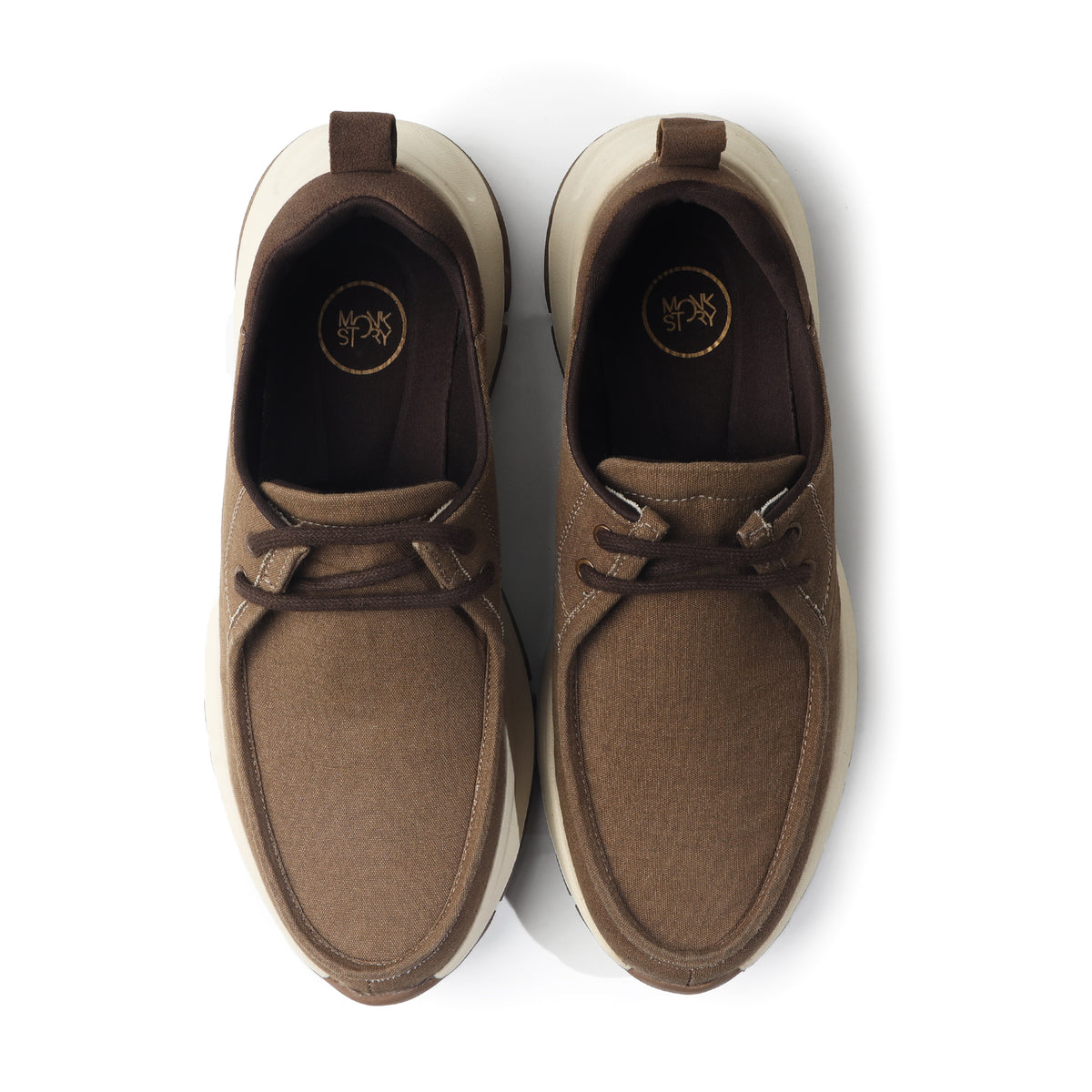 Monkstory Gravity Lift Washed Canvas Moc Toe Sneakers – Brown