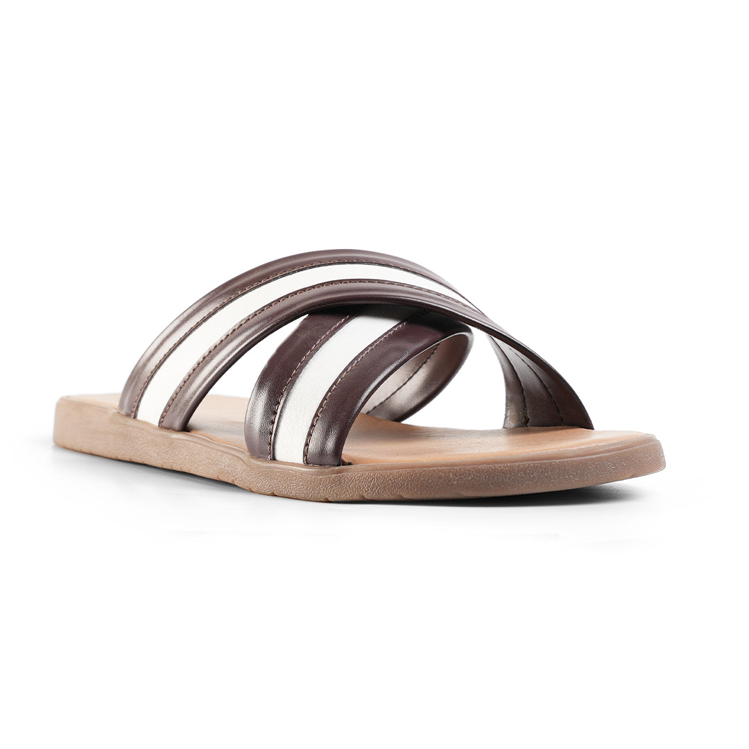 Monkstory Cross-Strap Sandals - White/Brown