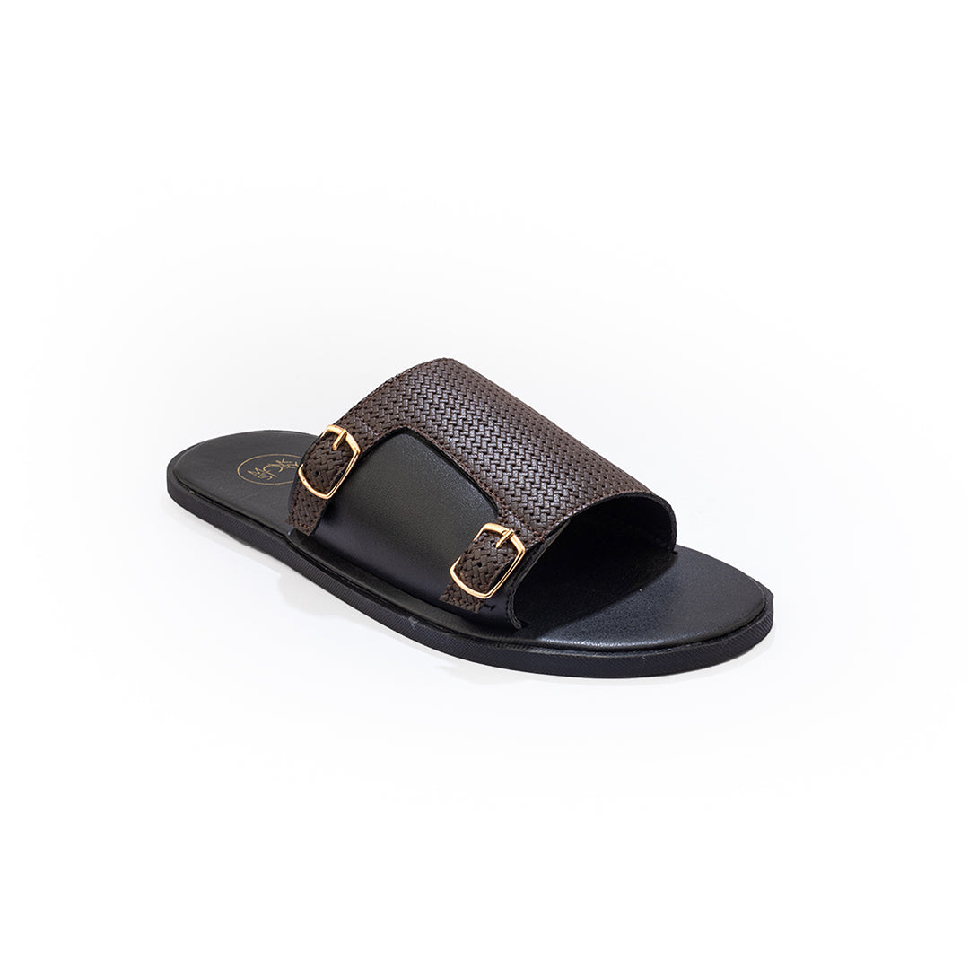 A pair of T-Rad Double Monk Strap Sandals in posh brown on a white background. Brand: Monkstory.