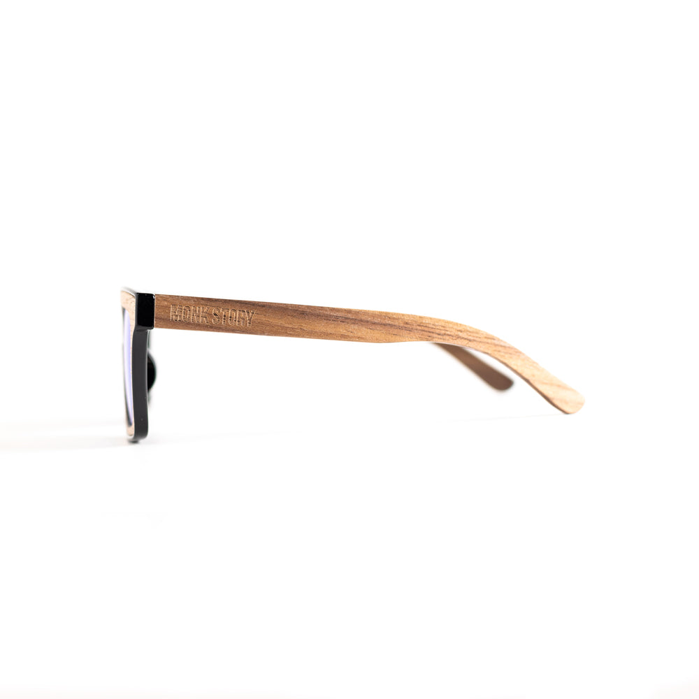A pair of monkstory sunglasses with reflective lenses on a white background.