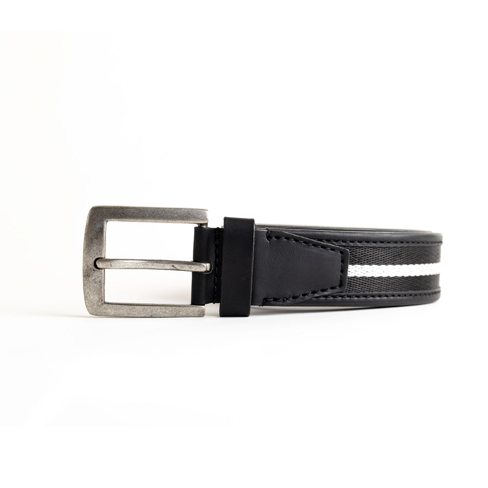 A MONKSTORY vegan belt with a silver buckle.